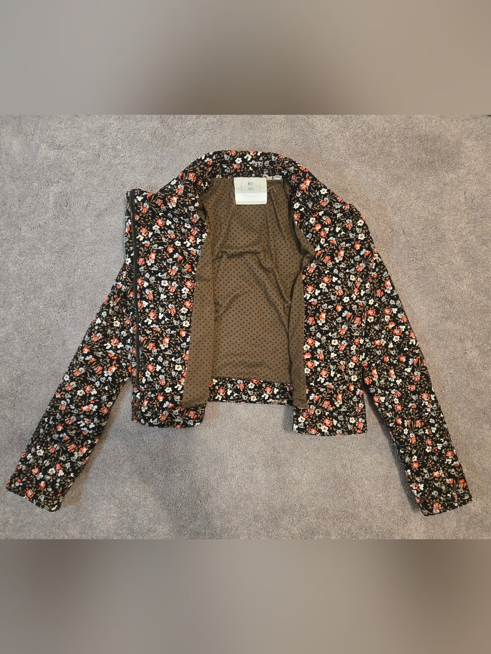 Anthropologie Hei Hei Tinsley Cropped Floral Moto Bomber Jacket Sz 6